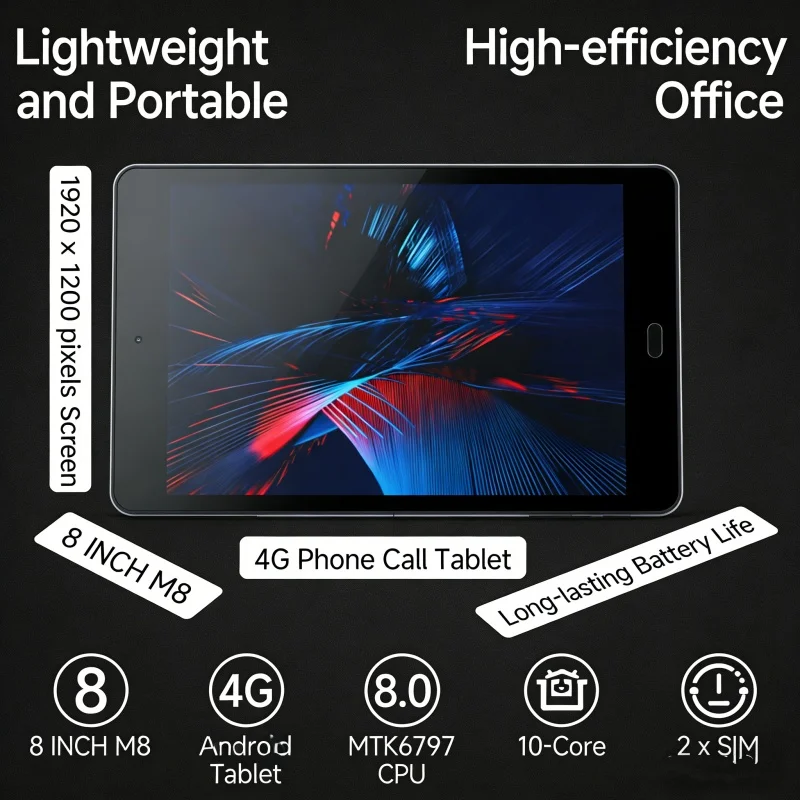 8인치 3GB 램 32GB 롬 M8 안드로이드 8.0 태블릿 PC UMS312 10코어 타입-C 배터리 5500mAh 1.3GHz 3G/4G 통화 가능 듀얼 카메라