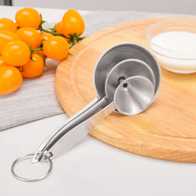Stainless Steel Funnel Kitchen Funnel 3 Pcs/Set Stainless Steel Mini Funnels Oil Vinegar Spice Essential Oil Filling Multipurpose Bar Kitchen Supplies