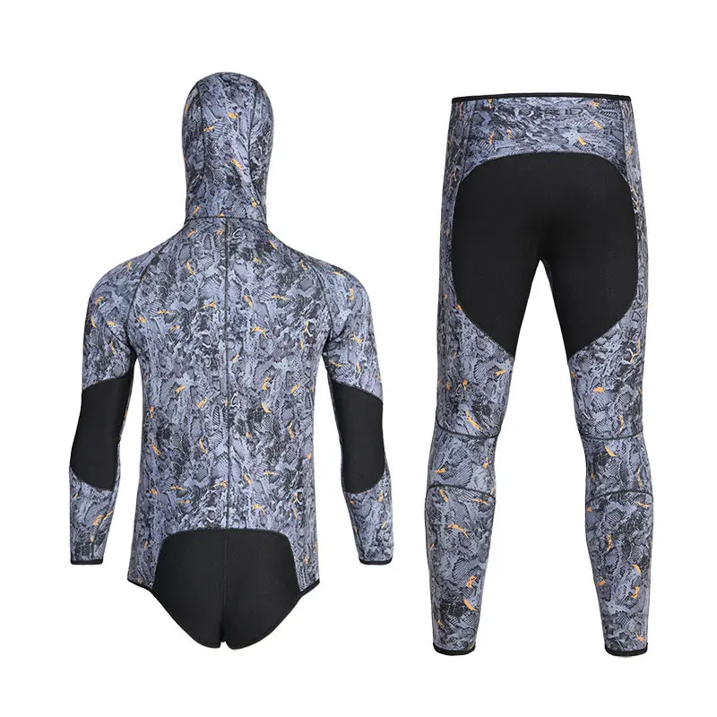 Hooded Wetsuit Spearfishing Snorkeling Swimming Diving Suit 5MM 2 Pieces