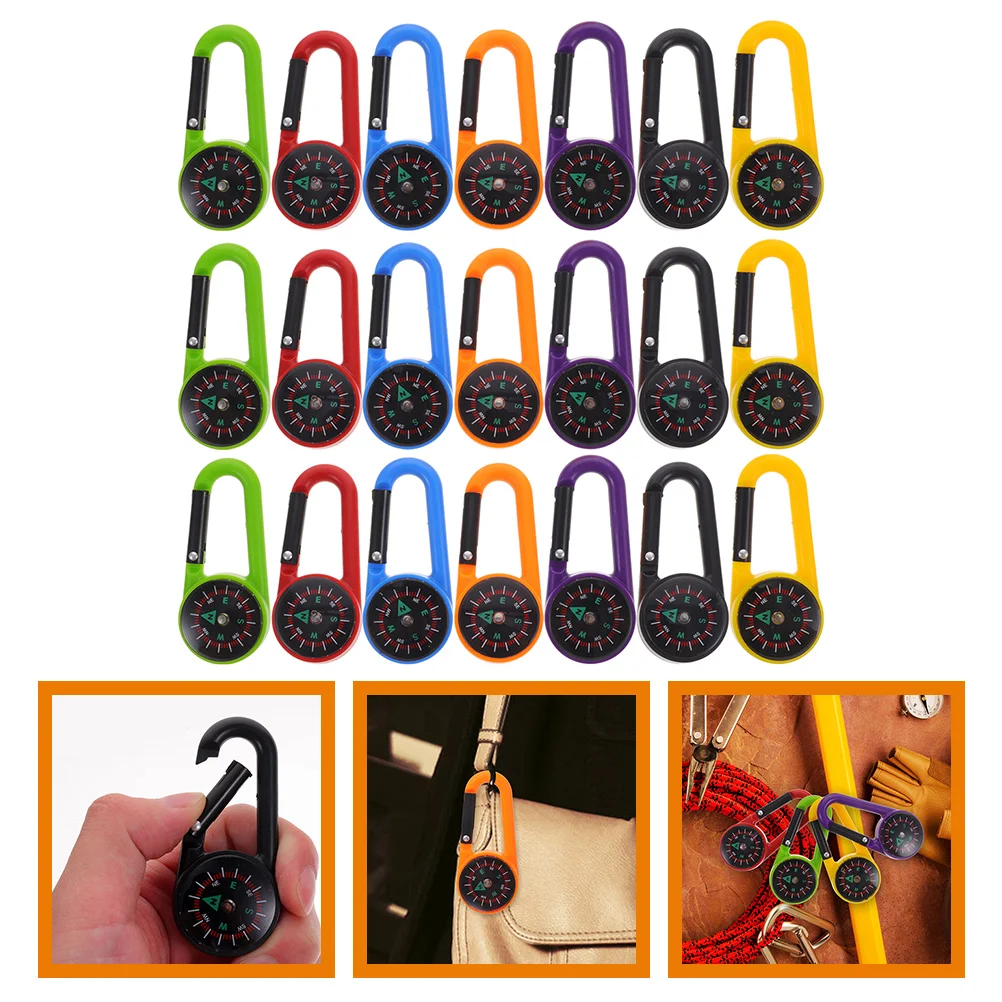 

21Pcs Mini Camping Compass Carabiner Survival Compass Portable Carabiner Compass Hiking Compass