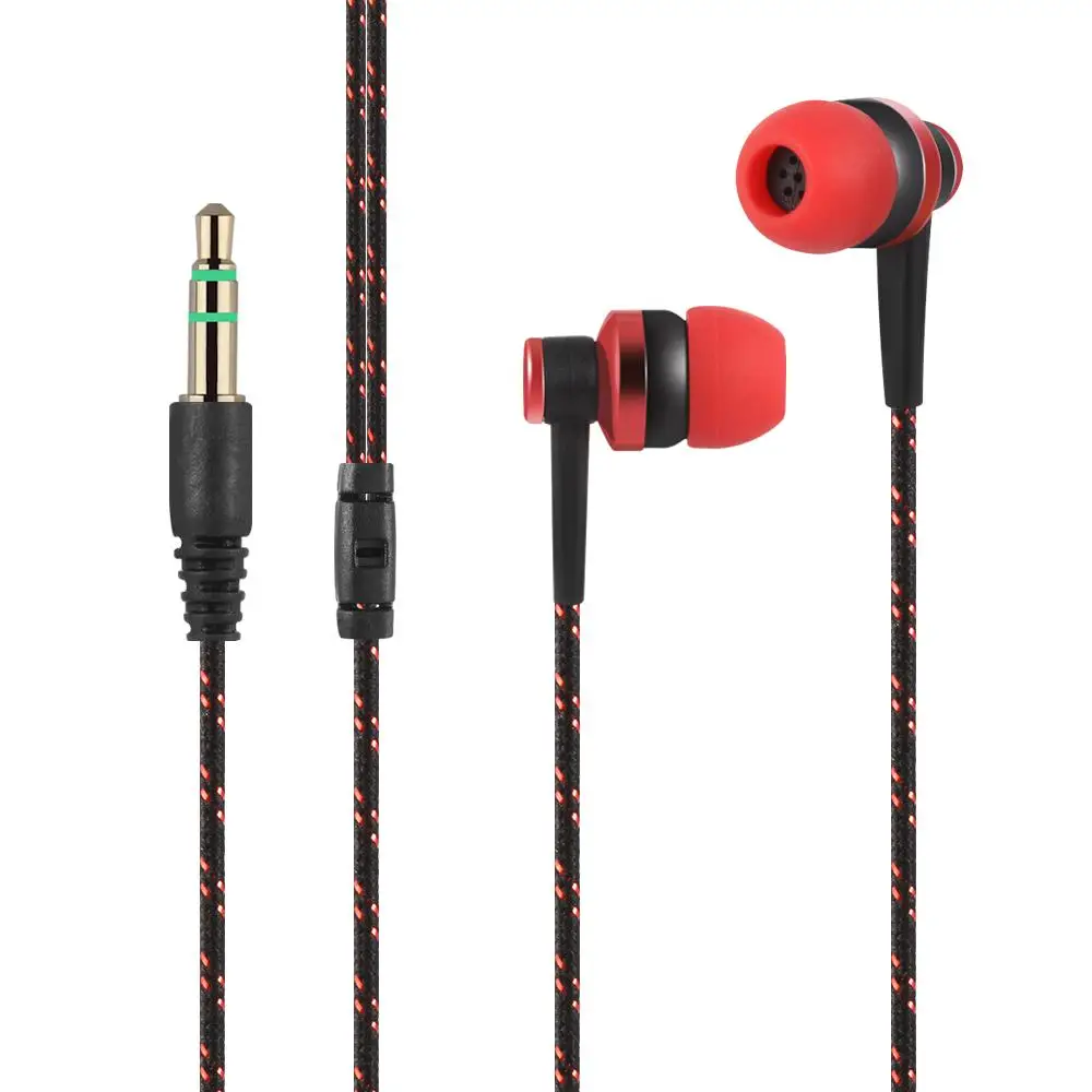1PC Portable 3.5mm Wired In-ear Stereo Earphone High Quality Universal Nylon Weave Earphone Cable Headset For Smartphone Laptop