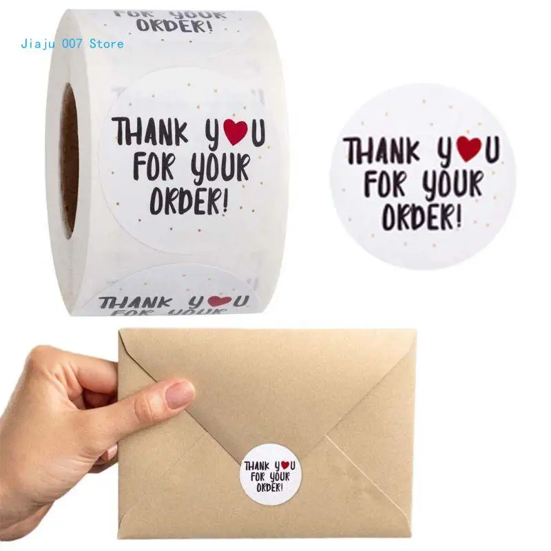 500pcs/roll Round Thank You for Your Order Heart Sticker Handmade Multi-style Seal Labels Seal Labels Scrapbooking Decoration for thank you stickers decorative labels stickers decorative stickers self adhesive stickers adhesive stickers paper stickers stationery stickers packaging stickers roll packaging stickers