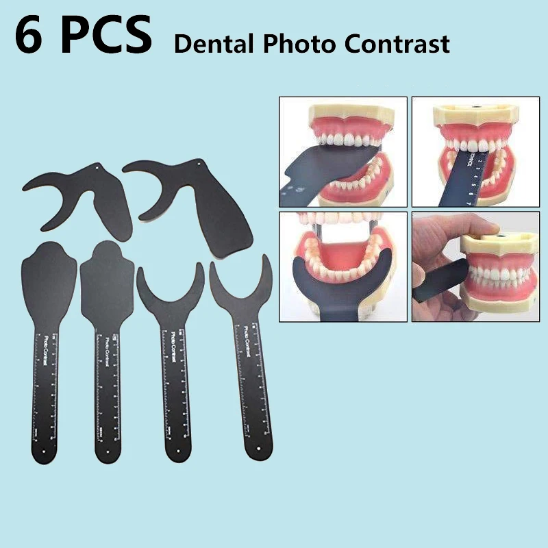 

6pcs/Set Durable Dental Photo Contrast Photography Black Background Palatal Contraster Board Oral Cheek