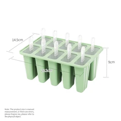 Silicone Reusable 10-Cavity Popsicle and Ice Cream Mold Tray (Green)