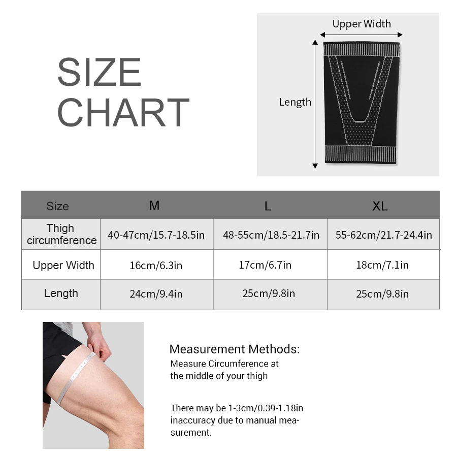 Leg Compression Sleeves, 1 Piece Elastic Non-slip Thigh Support Sleeve