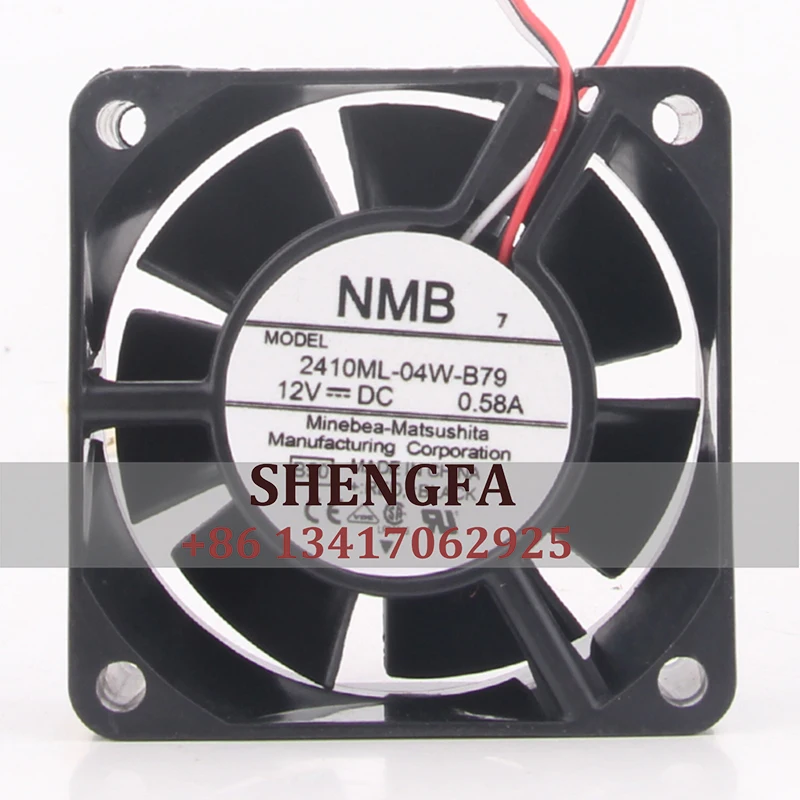 

NMB 2410mL-04W-B79 Case Fan Dual Ball Bearing DC12V 0.58A 60x60x25mm 6CM 6025 3-wire High Air Volume Cooling Fan