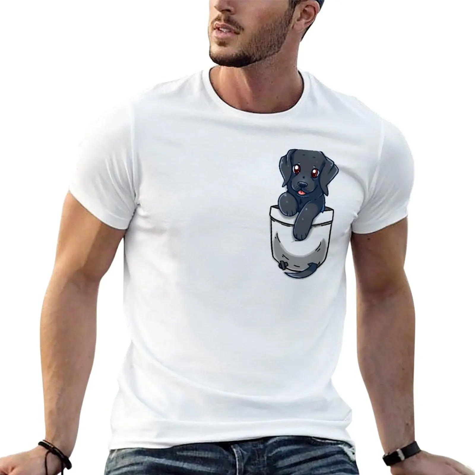 

Pocket Cute Black Labrador T-Shirt plus size tops anime mens graphic t-shirts anime