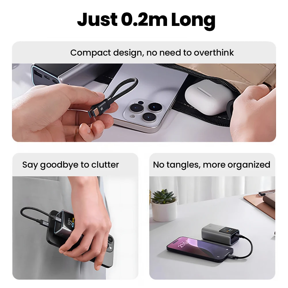15CM/20CM 짧은 USB C 케이블 240W 타입 C to 타입 C 고속 충전 케이블 자석 브레이디드 케이블 아이폰 15 16 17 삼성 화웨이용