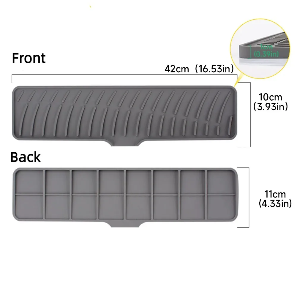 New Silicone Sink Splash Guard Anti-spray Multipurpose Drainage Mat with 5°Incline Slope Foldable Water Retaining Pad