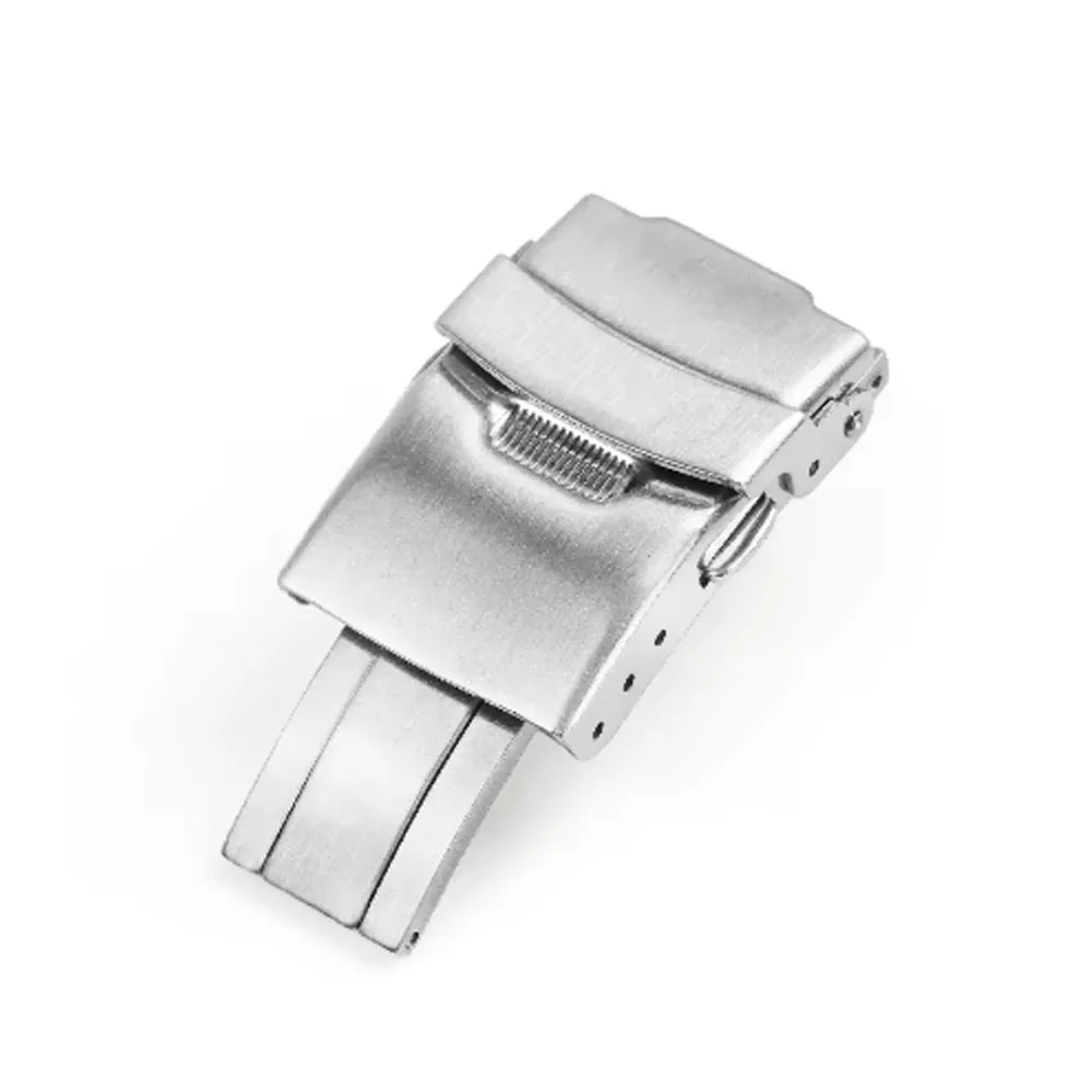 Silver Folding Safety Milled Clasp - Stainless Steel Deployant Watch Buckle Replacement
