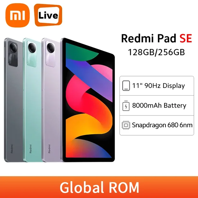 Global Version Xiaomi Redmi Pad SE 8GB 256GB Snapdragon 680 Octa Core 11  90Hz FHD+ Display 8000mAh Battery Mi Tablet