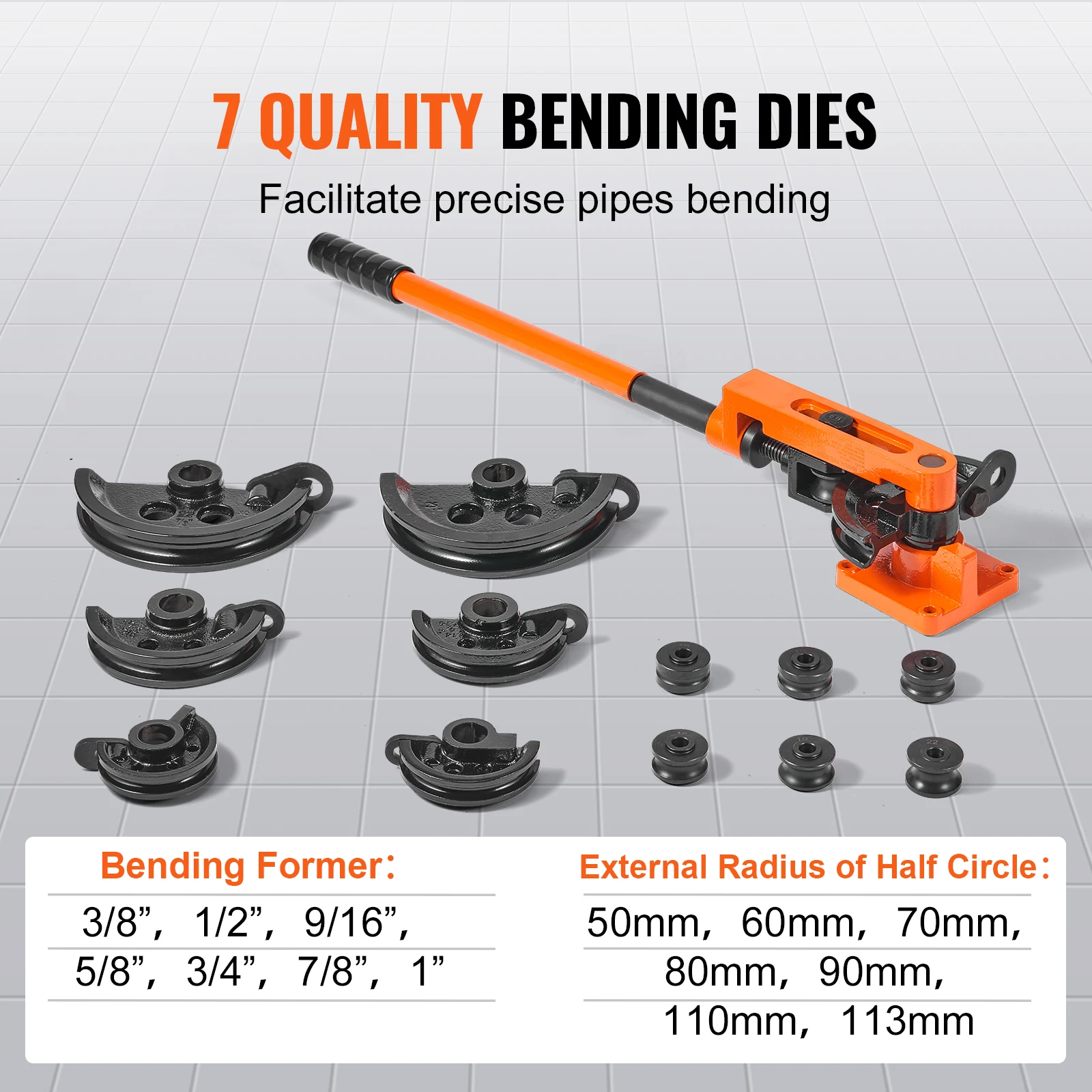 Tube Bender Manual Pipe Bender 7 Bending Dies Multifunction Steel Copper Tube Bending Machine Lever Type Heavy Duty Tools tube bender