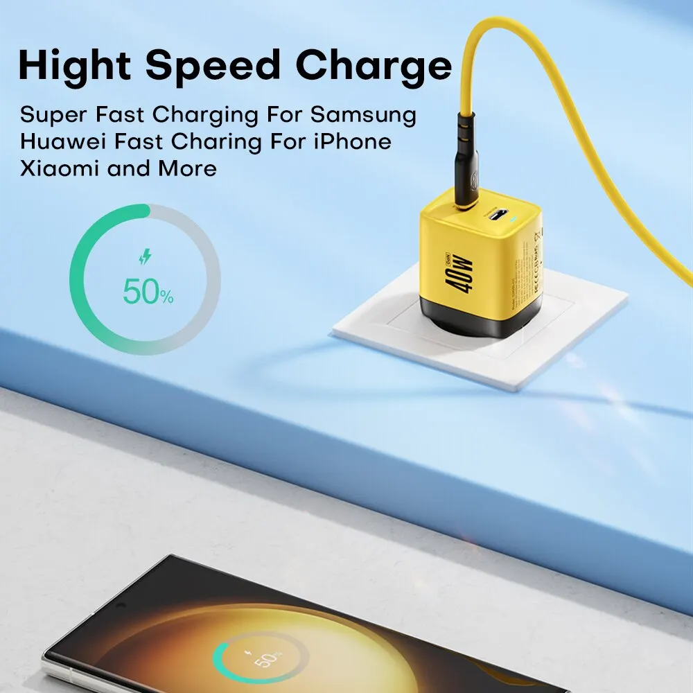 ASOMETECH 듀얼 USB C 타입 고속 충전기, 40W GaN 충전기, QC4.0 PPS PD 휴대용 휴대폰 충전기, 아이폰 16, 삼성 S23, 아이패드 태블릿용