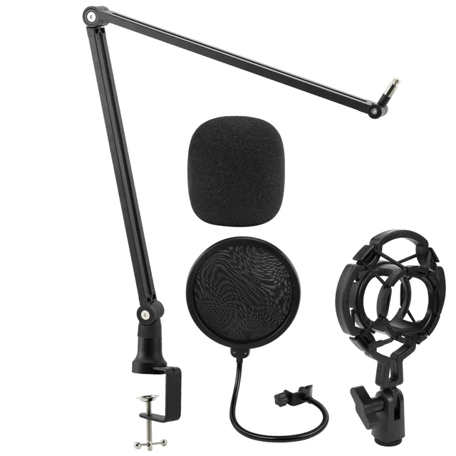 AIMTYD Support de microphone pour Blue Yeti Support de bras de ciseaux à  perche de suspension réglable avec adaptateur à vis de 3/8 à 5/8 