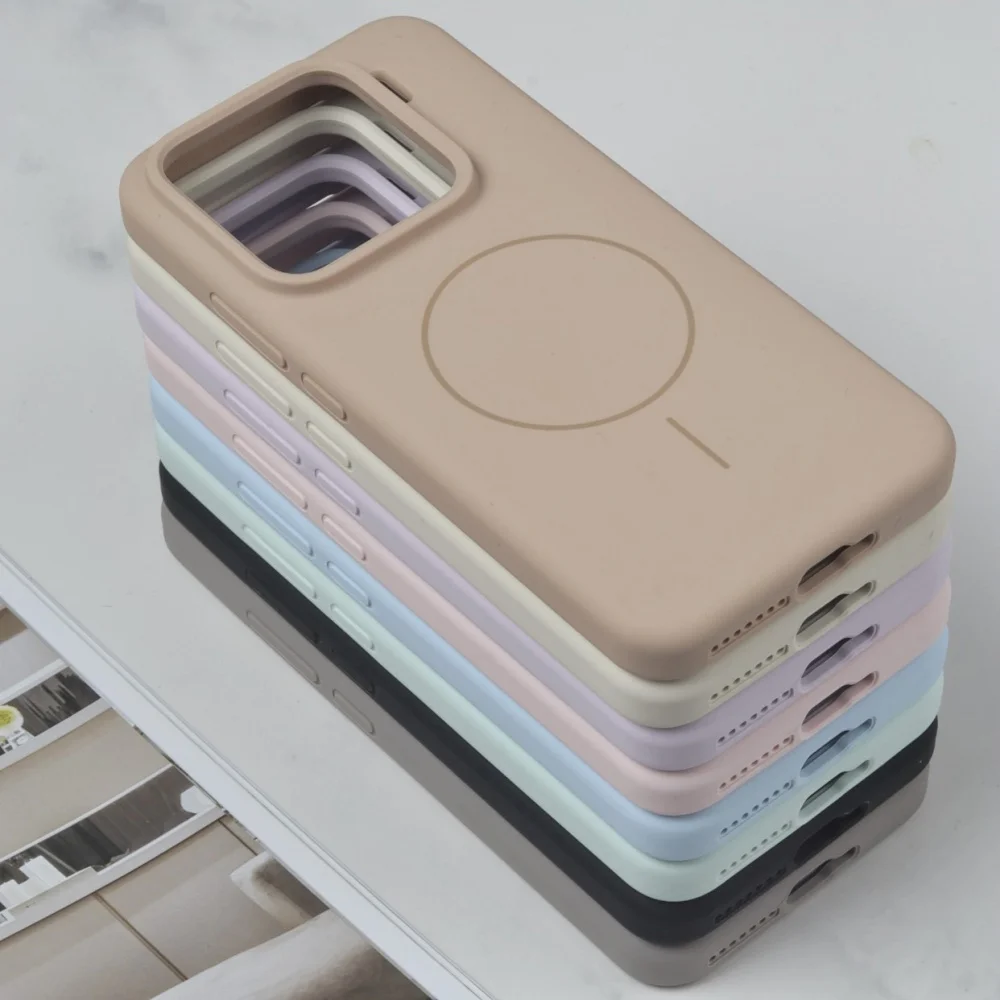 Premium Liquid Silicone Shockproof Magnetic Wireless Charging Case - Flocking Cover