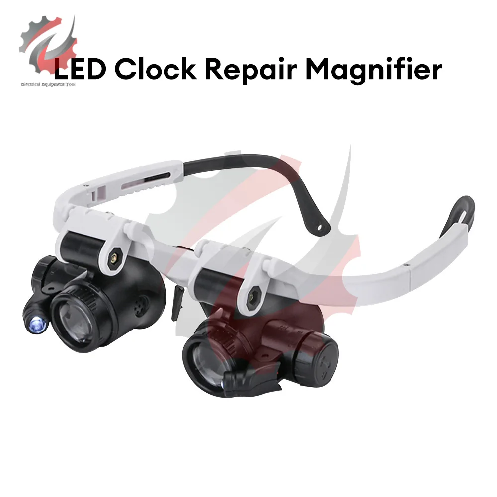 Jeweler Repair Magnifier LED Lamp Headband Light Head-Mounted Magnifying Glasses