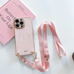 Luxury Plating Crossbody Necklace Cord Lanyard Phone Case Cover for OPPO A8 2020 (Style 6)