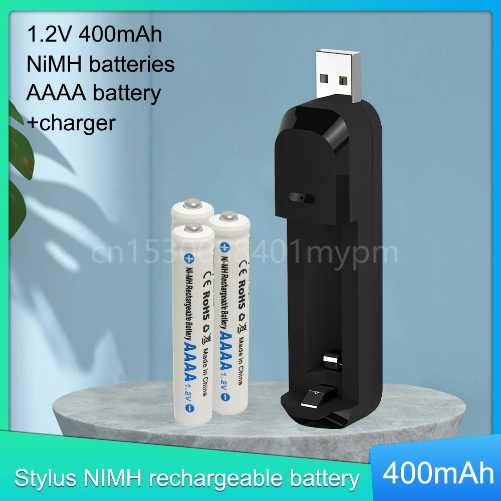 Batterie Ricaricabili Ni-Mh Da 1.2V Aaaa 400Mah Per Stilo Attivo Con Penna Di Superficie Con Caricatore Led Usb