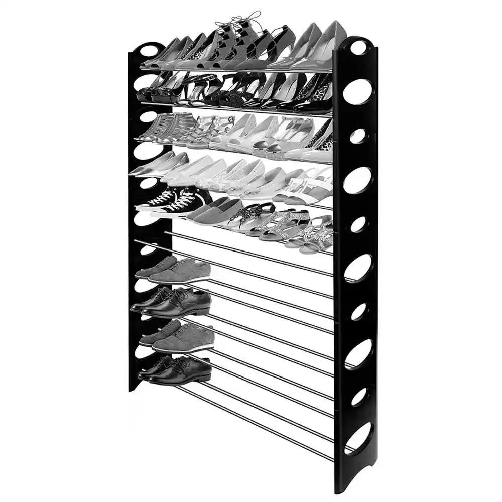 Scarpiera Salvaspazio 50 Paia Shoe Rack Utile Organizzatore Ripostiglio Nero 10 Tiers 50 Pairs Shoes Rack Shelves Organize Stand Storage Easy Assemble