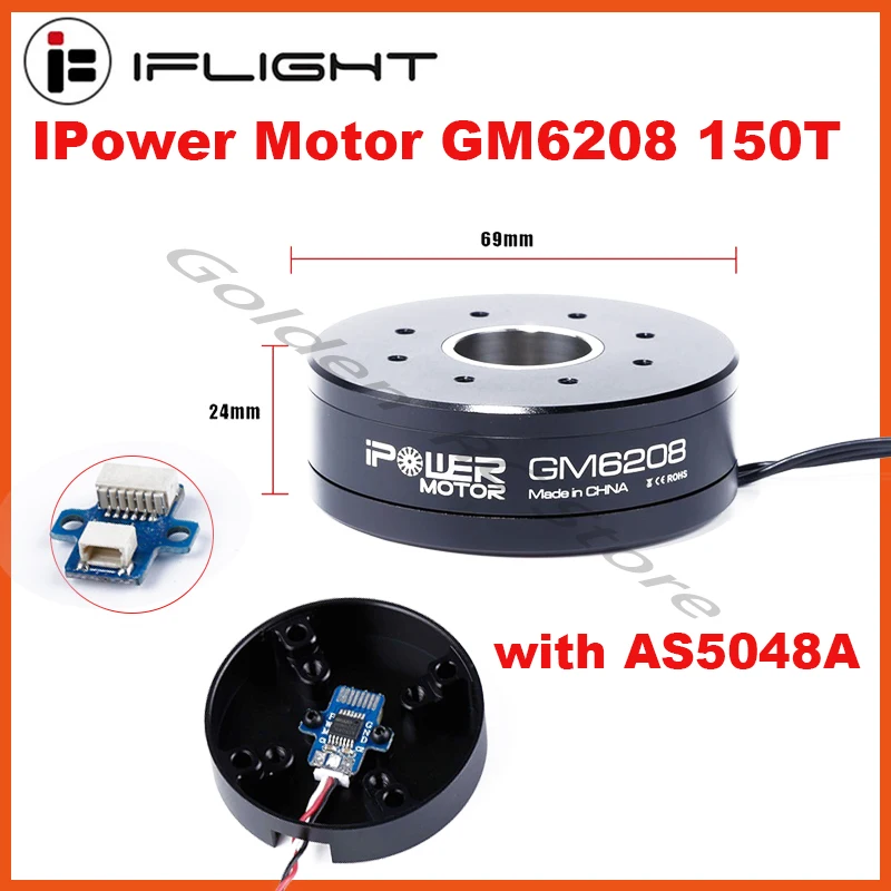 

IFlight IPower Motor GM6208 150T W/ AS5048A 6208 hollow shaft brushless Gimbal motor for DSLR / CANON 5D MARKII, MARKIII cameras