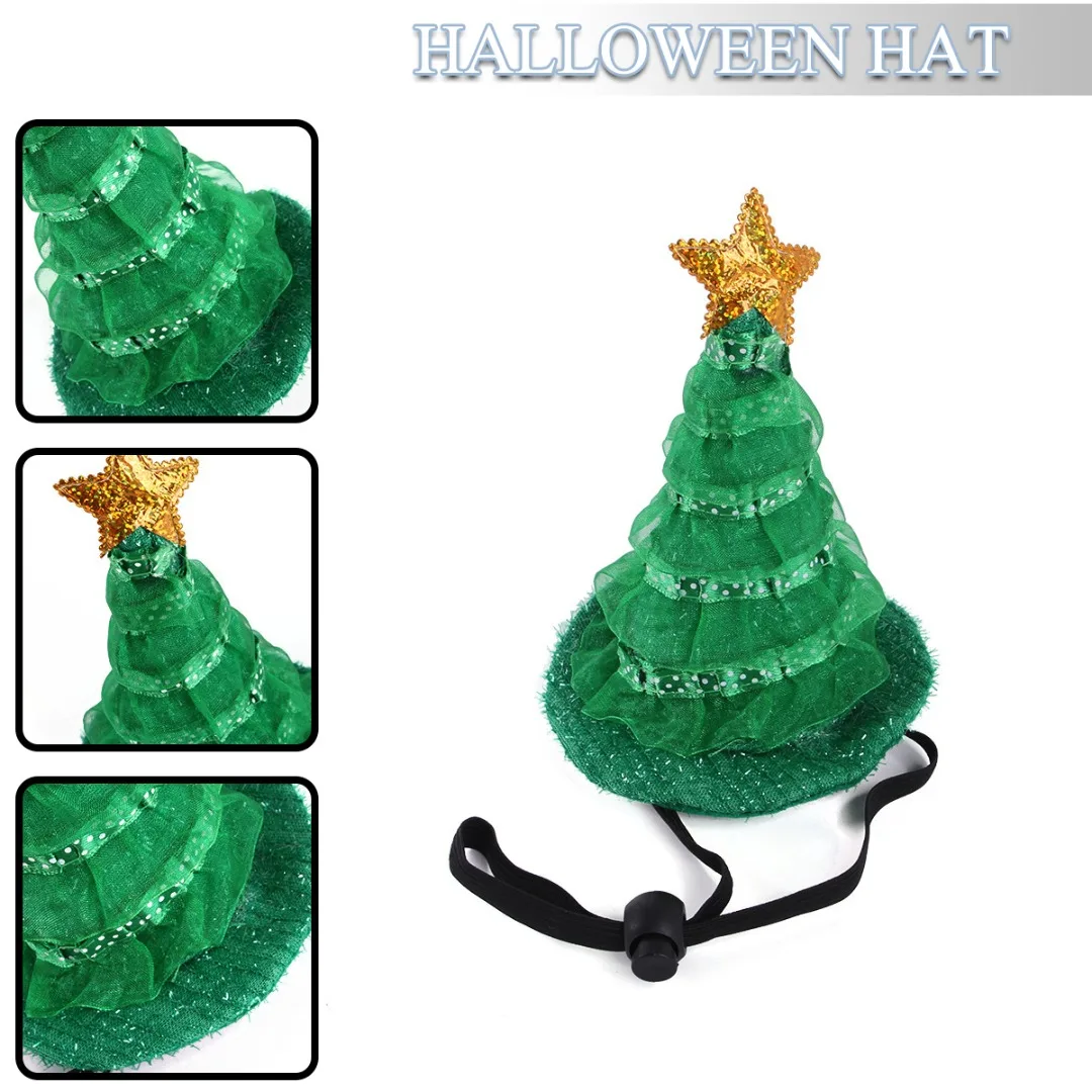 

1 Pc New Cat Dog Halloween Christmas Hat Green Christmas Tree Dog CuteFunny Headwear Dog New Year Party Costume Accessories