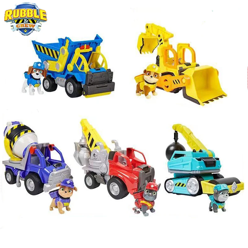 Genuine Paw Patrol Rubble & Crew Toy Wheeler Mix Charger Action Figure Doll Collectible Figures Kids Toy Birthday Gift