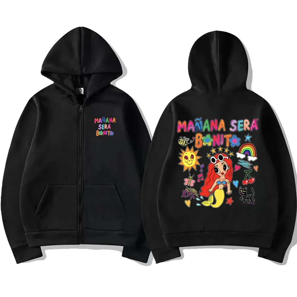 Singer Karol G Heart Mañana Sera Bonito Album Tour Print Zipper Hoodie Men Women Cartoon Music Oversize Zip Up Jacket Sweatshirt