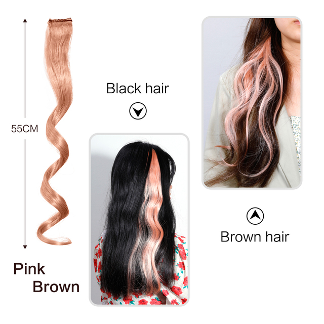 New Long Wavy Wig For Color Wigs Long Hair Highlighting Gradient Invisible Seamless Natural One-piece Hair Hanging Ears