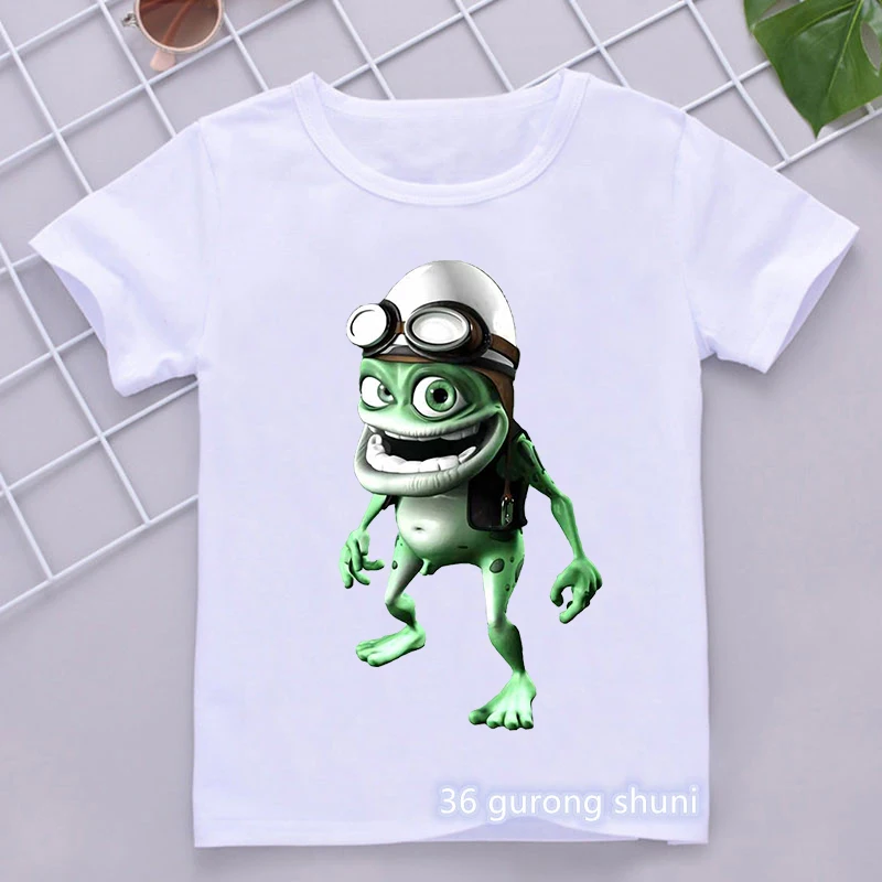 T-Shirt For Boys Crazy Frog Anime Cartoon Print Children'S Tshirts Hip-Hop Boys Clothes White Short-Sleeved Tops Drop Shipping 3