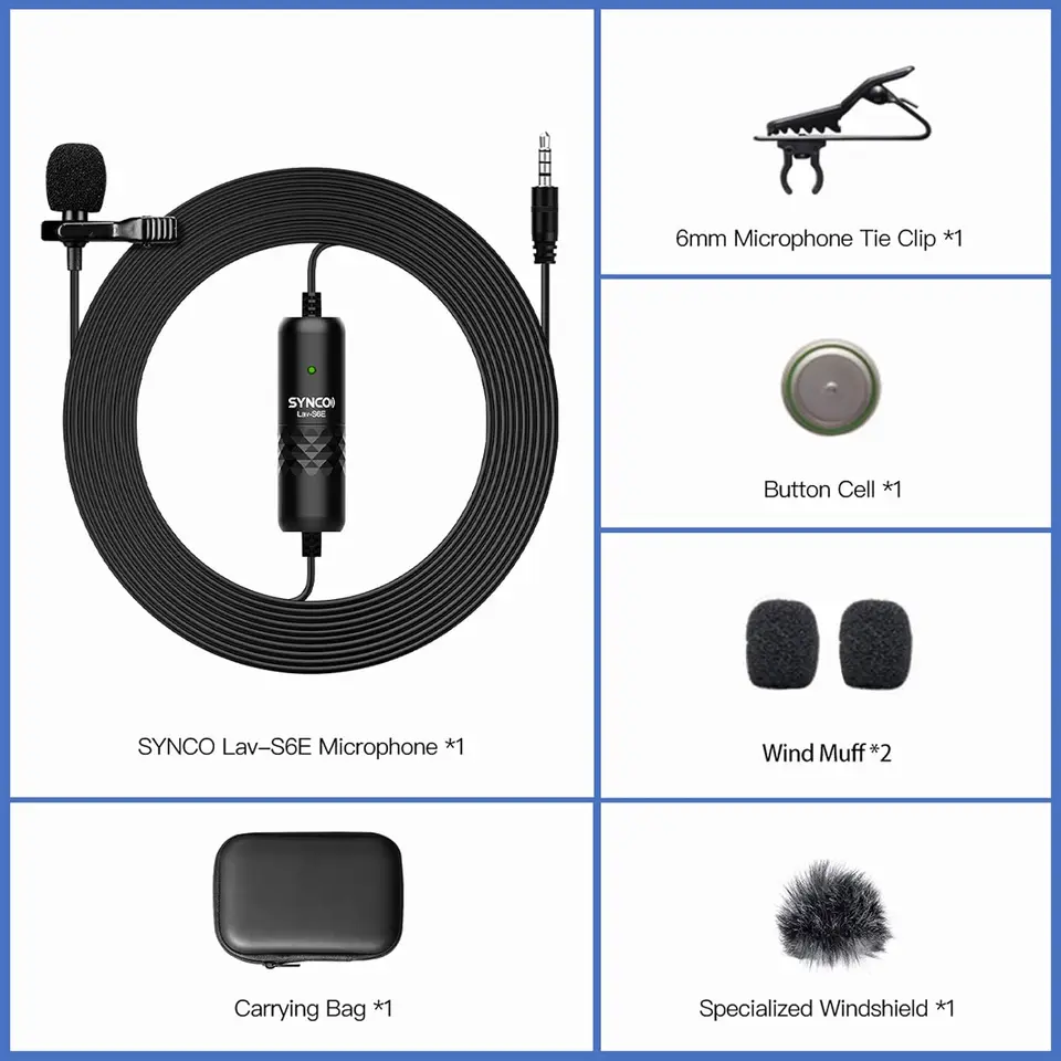 Synco 6m Lapel Microphone for Clear Audio Recording
