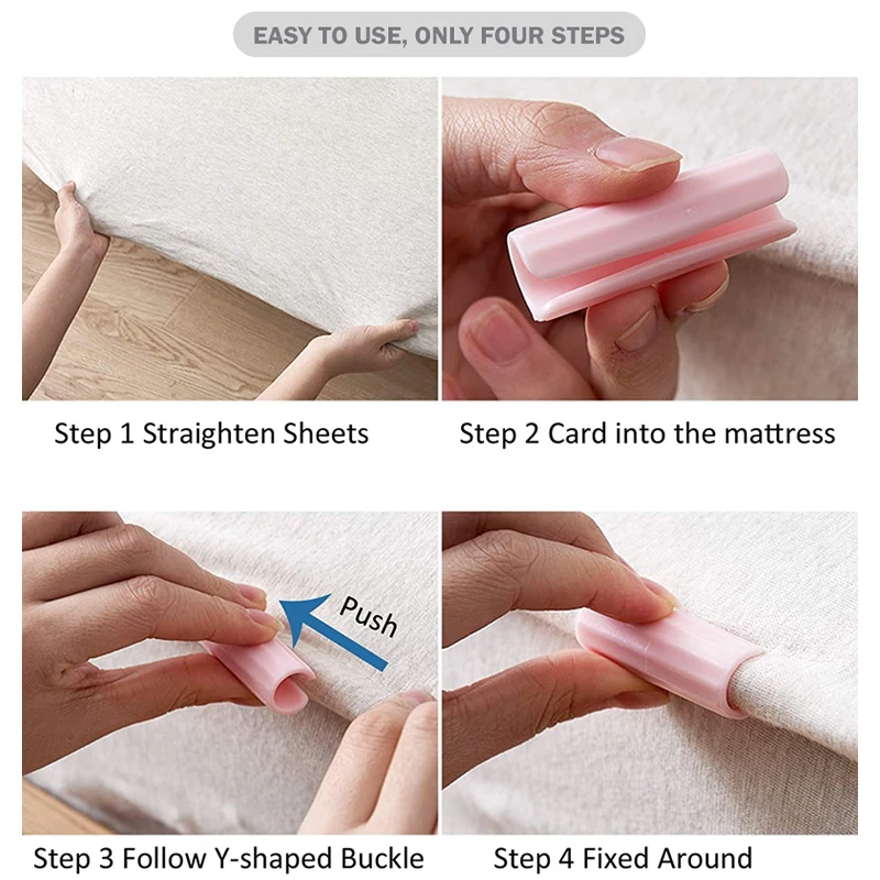 Slip-Resistant Bedsheet Clips - Strong Grip Mattress Fasteners, Set of 12