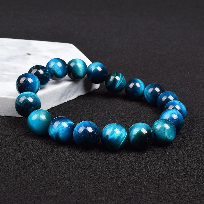 Opravdový přírodní modrá tygr oko náramek azurový barva vysoký kvalita kolo kámen korále ruční náramky pro muži ženy šperků pulsera