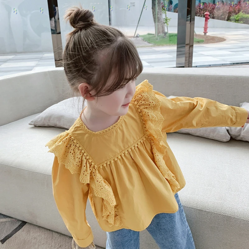 Girls Shirts for Kids Spring Autumn Long Sleeve Blouse Fashion Tops Korean Toddler Girl Clothes Fall New Children Costume 2-7Yrs kids shirts