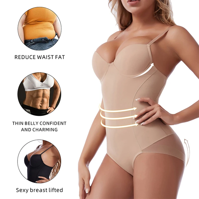 Damen Ofschlankungsbody Eendeel Shapewear Tops Bauchkontroll Hënnerlifter Kierperformer Camisol Ënnerwäsch mat agebautem_voghion.com