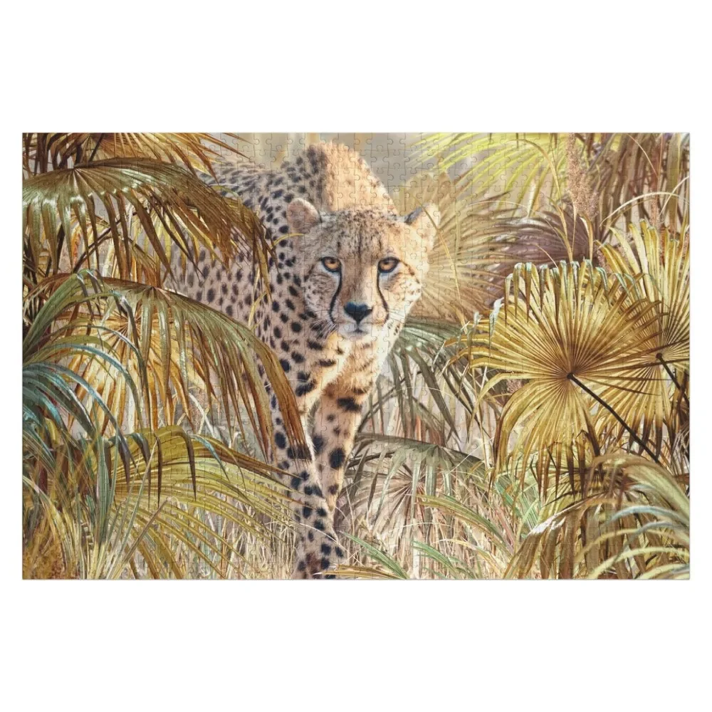 

Stalking Cheetah. Jigsaw Puzzle Customized Gifts For Kids Wooden Animal Personalized Gift Married Puzzle