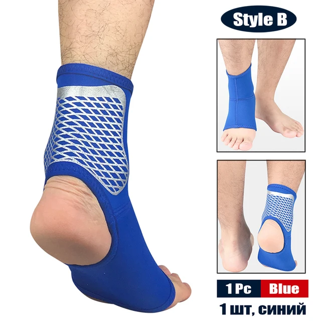 1Pc Sports Ankle Support Protect Sock Elastic Comfortable Foot Sprain Protect Brace for Cycling Running Basketball Soccer Tennis Style B-Blue-1Pc