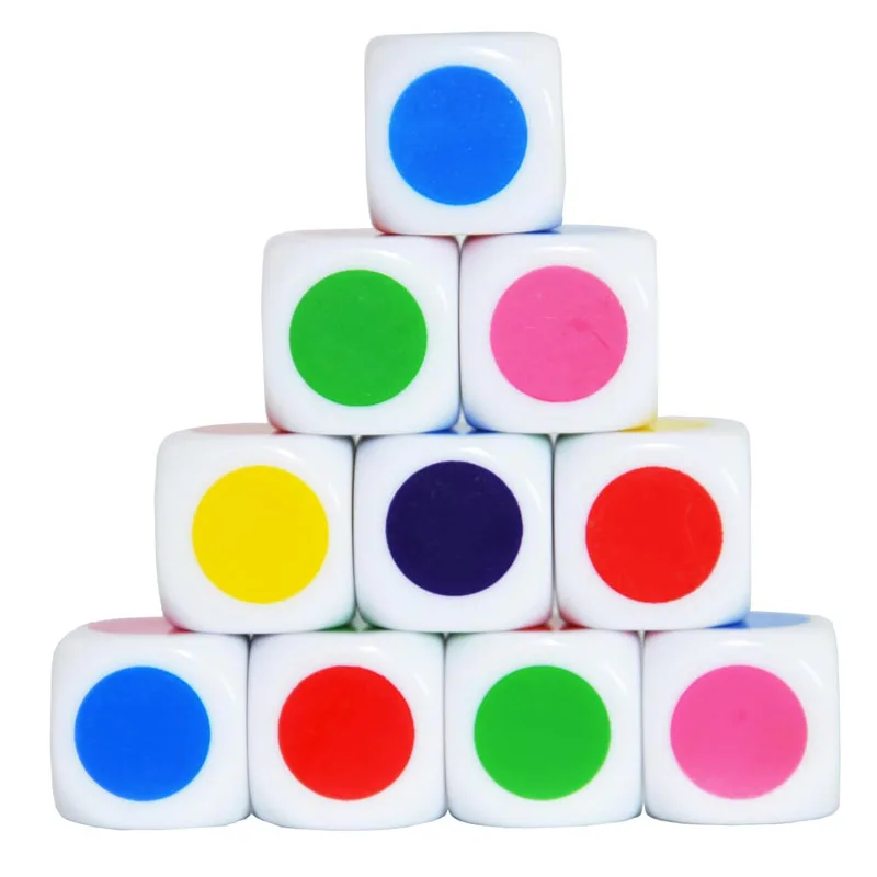 30PCS Math Games Dice With Colored Dots 16MM Classroom Teaching Supplies Kids Learning Resources Educational Toys