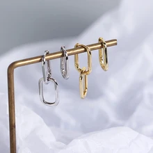 

Gold Silver Color Geometric Oval Simple Metal Style Detachable Earring valentines day gift jewelry for women 2022
