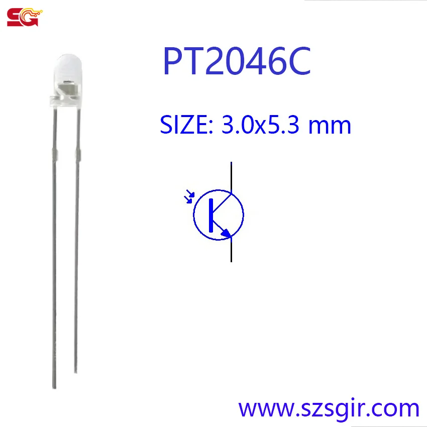 20 PCS 3mm NPN Phototransistor PT2046C Photosensor Photosensitive receiving transistor