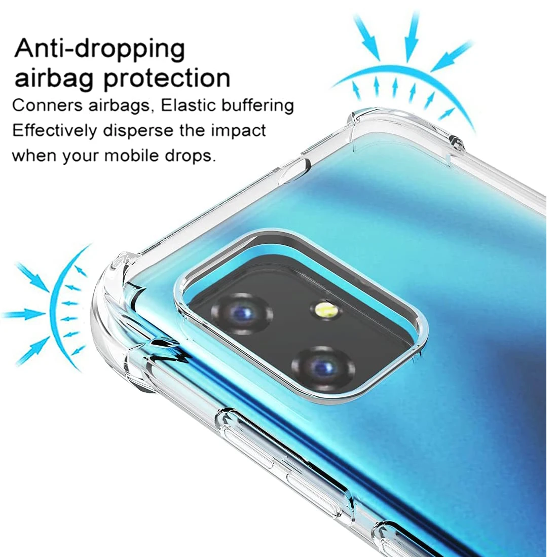 Clear Transparent Shock-Absorption Phone Case with Reinforced Corners