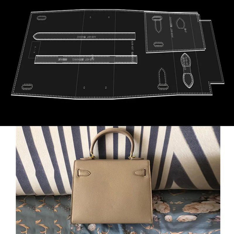 DIY Handmade Leather Craft Lady Carrying Handbag Shoulder Bag Leather Sewing Cut-Free Acrylic Template Pattern leather craft template sewing template