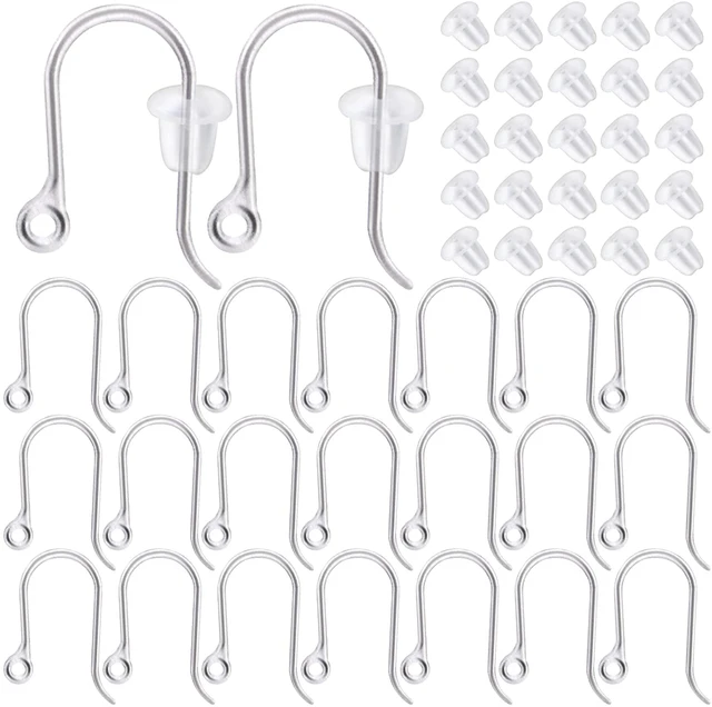 100pcs Clear Plastic Earring Hooks French Earwire Fish Hooks with