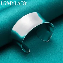  URMYLADY 925 Sterling silver high quality fashion Silver Women solid lady bangle jewelry charm big cuff men bracelet jewelry 