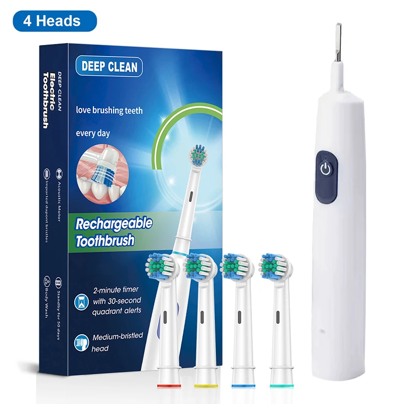 Rechargeable Rotary Electric Toothbrush with 8 Soft Brush Heads