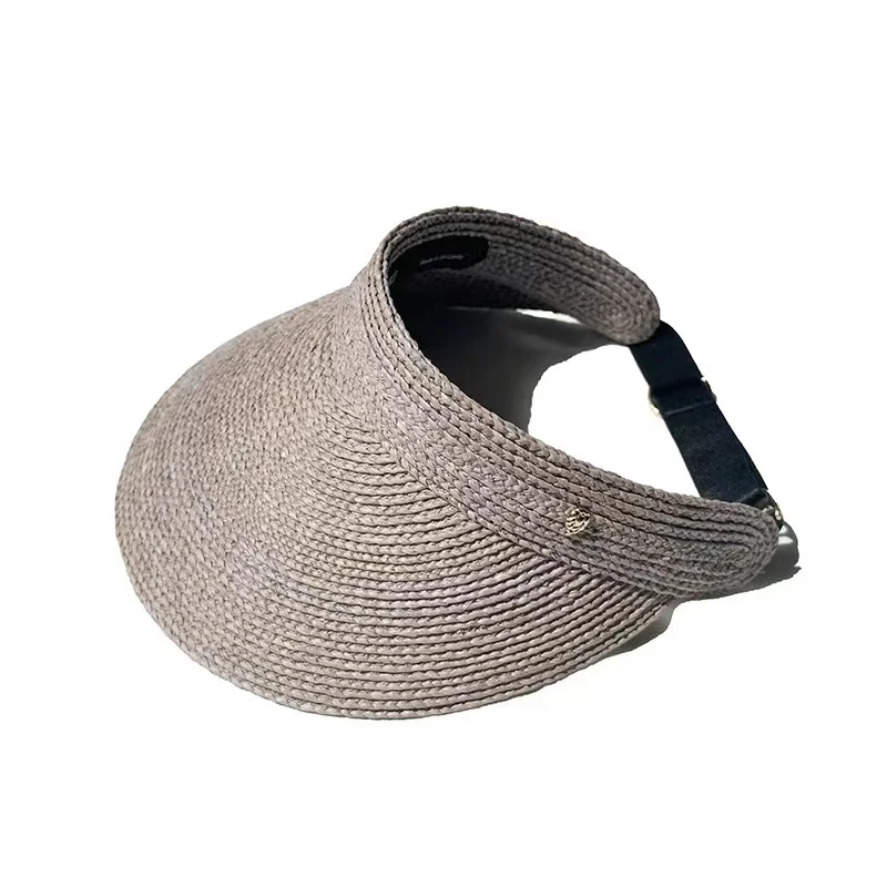 25 Lady Summer Empty Top Sun Visor Hat Summer Straw Wide Brim Sun Cap Uv Protection Hat Raffia 2