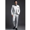 Elegant White Suits for Men 3 Piece Chic Shawl Lapel Single Button Suit Prom Party Wedding Tuxedo Slim (Blazer+Vest+Pants) 2
