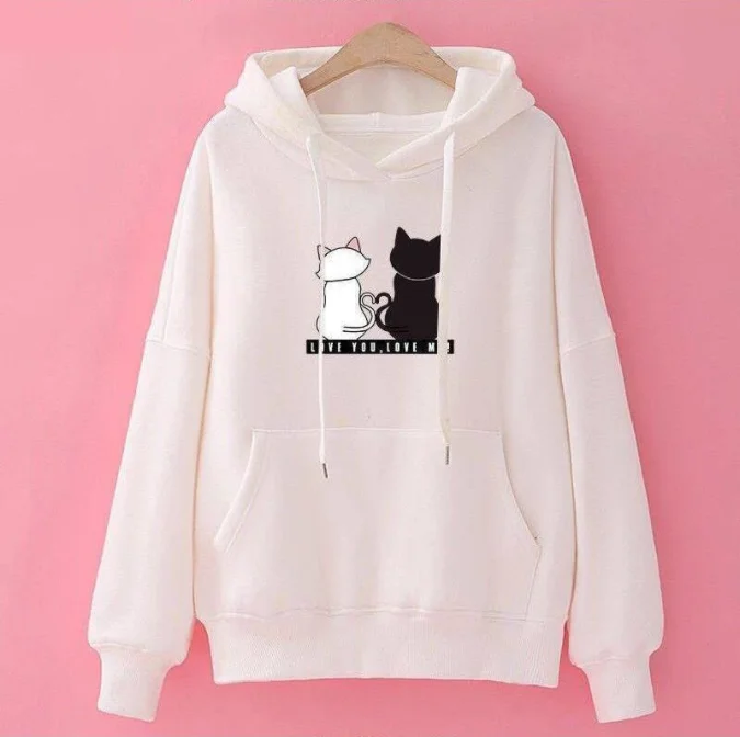 Streetwear Hoodies Women Sweatshirt Autumn Long Sleeve Hoodies Harajuku Hoodie Cute Cat Print Sweatshirt Women sudadera mujer