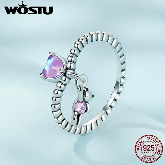 WOSTU 925 스털링 실버 반지는 상큼하고 사랑스러운 분위기를 연출해주는 고품질 아이템입니다.