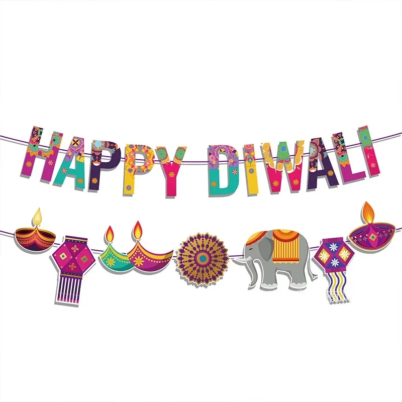 

Happy Diwali Party Decoration Garlands Let's Get Lit Middle East Diwali Atmosphere Layout Creative Background Banner Accessories