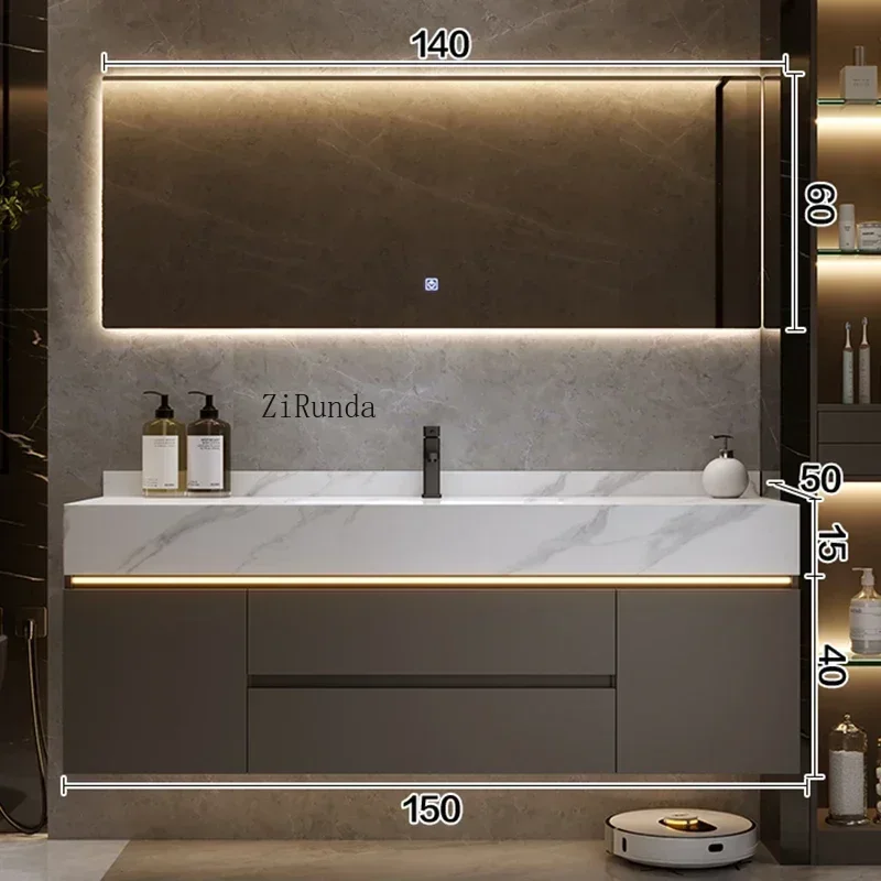 European Style Rock Plate Bathroom Cabinets Luxury Wall-mounted Fog Removal Smart Mirror Cabinets Fashion Furniture Шкафы FYBC